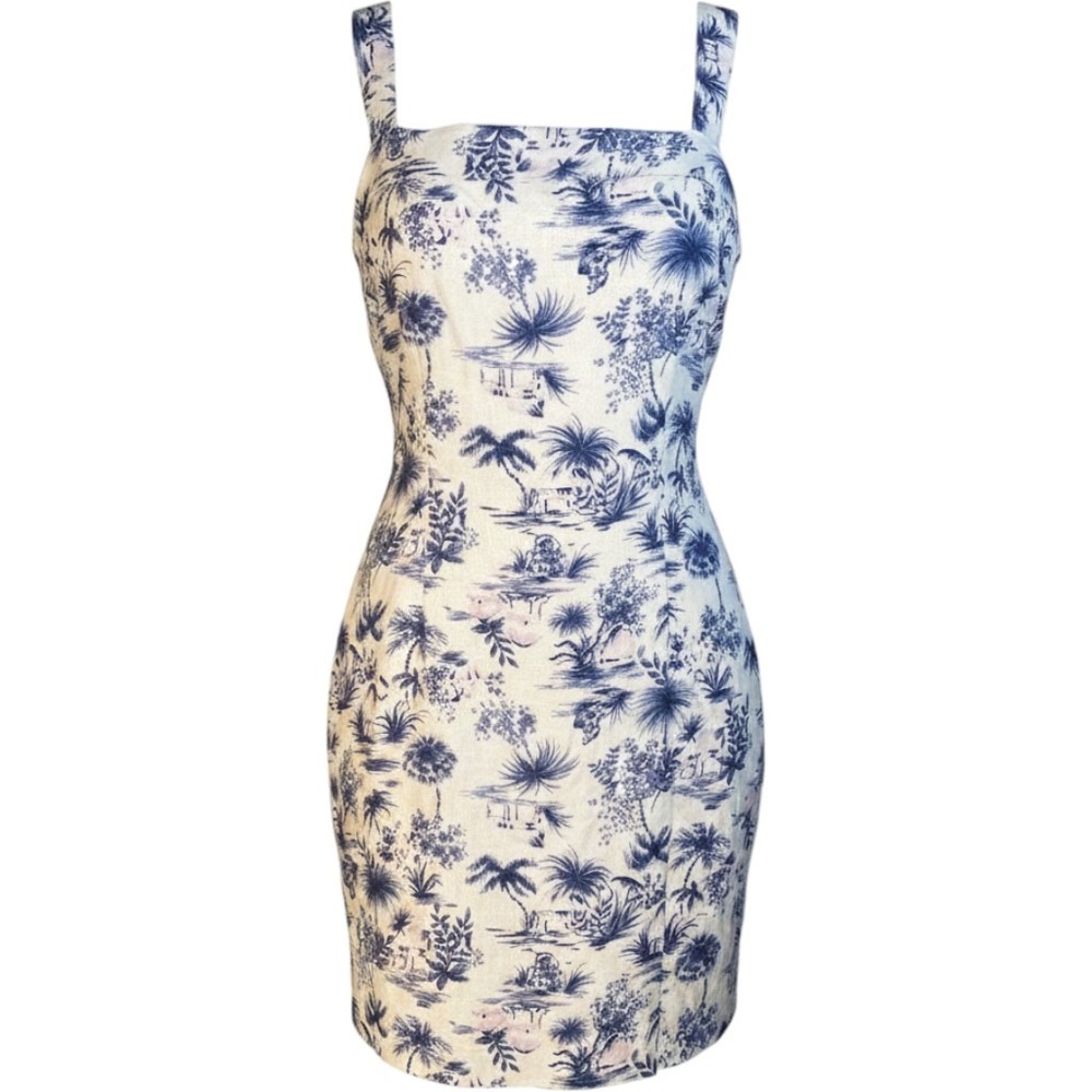 Abercrombie & Fitch Halter Mini Dress Small Linen Blend Tropical Coastal Preppy